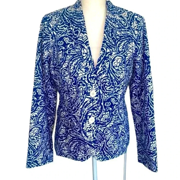 Talbots Jackets & Blazers - TALBOTS Navy Blue and White Blazer Like New